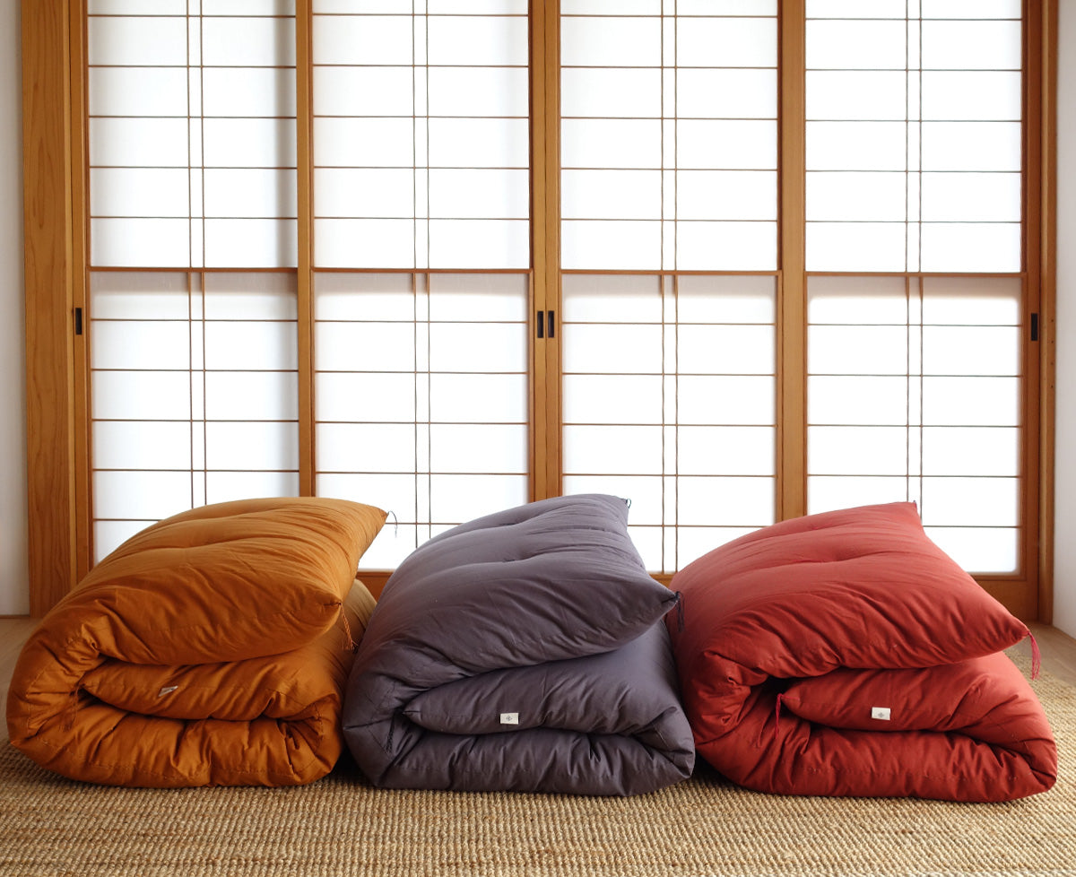 GOTS Certified Japanese Futon Mattress, Artisan Handmade (Fabric: Organic Cotton, Filling: Organic Cotton 100%) Amagumo Gray