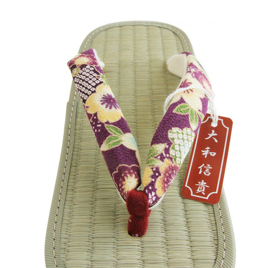 Zori (sandálias japonesas) Capim, Sandálias Tatami, Sandálias de dedo japonesas, Sakura roxo