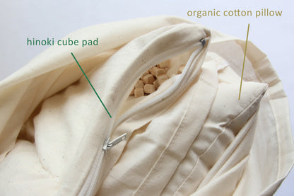 Travesseiro Duplo Conforto, Algodão Orgânico e Lascas de Hinoki, Artesanal (Tecido: Algodão Orgânico, Enchimento: Algodão Orgânico 100% 600g) 43 x 63 cm NC
