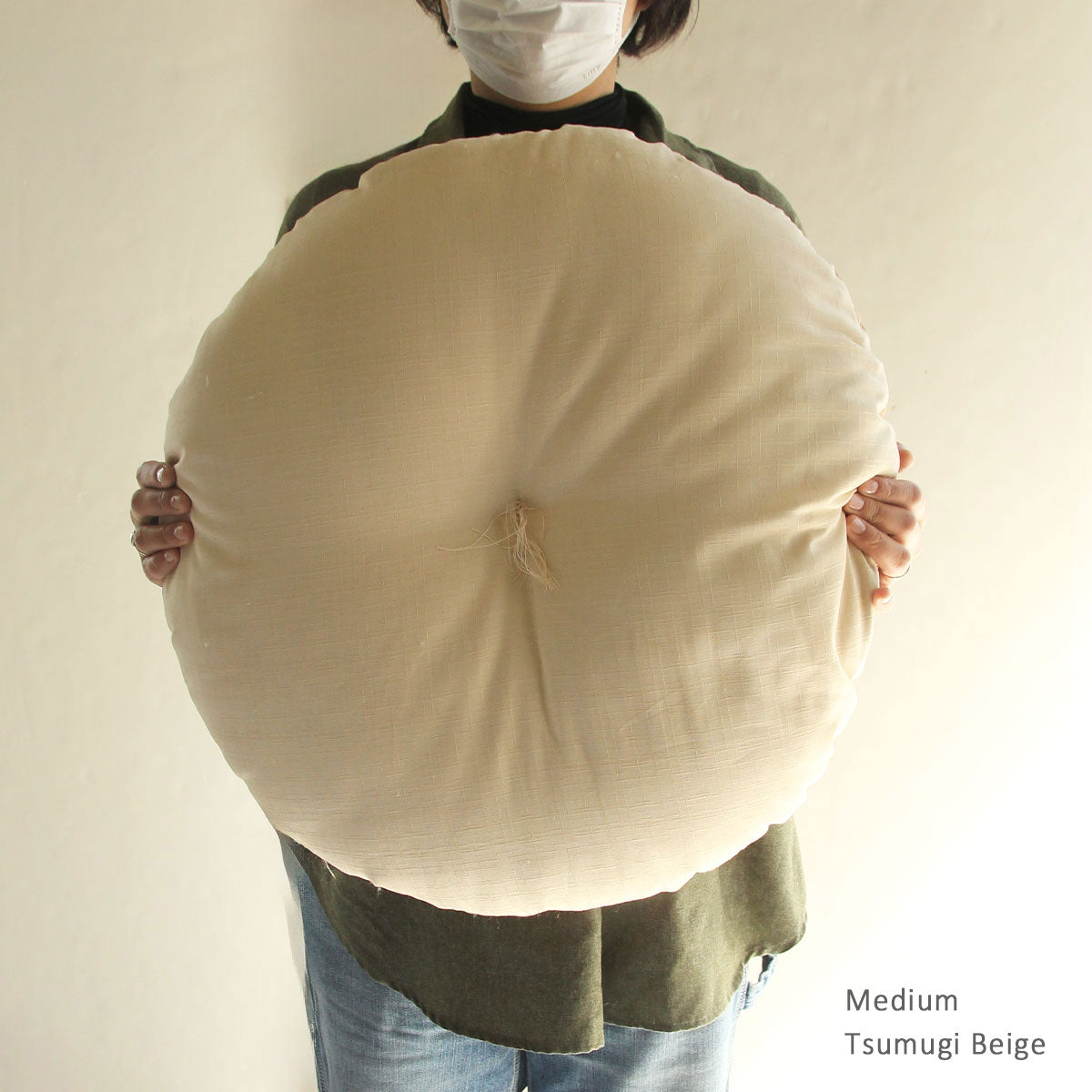 Almofada japonesa Zabuton de cortiça natural Maru (redonda) Zabuton 90 cm (35 pol.)