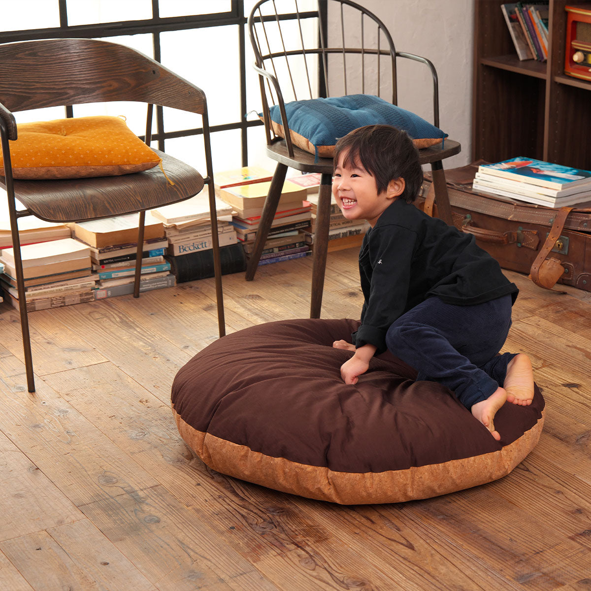 Almofada japonesa Zabuton de cortiça natural Maru (redonda) Zabuton 90 cm (35 pol.)