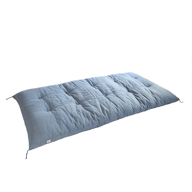 Colchão de Futon Japonês, Artesanal (Tecido: Algodão tingido com ervas, Enchimento: Algodão Orgânico 100%,) Listra Índigo