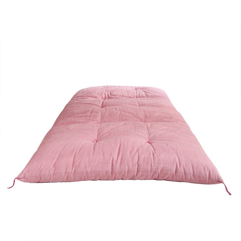 Colchão de futon japonês, feito à mão (tecido: algodão tingido com ervas, enchimento: 100% algodão orgânico), listra de garança