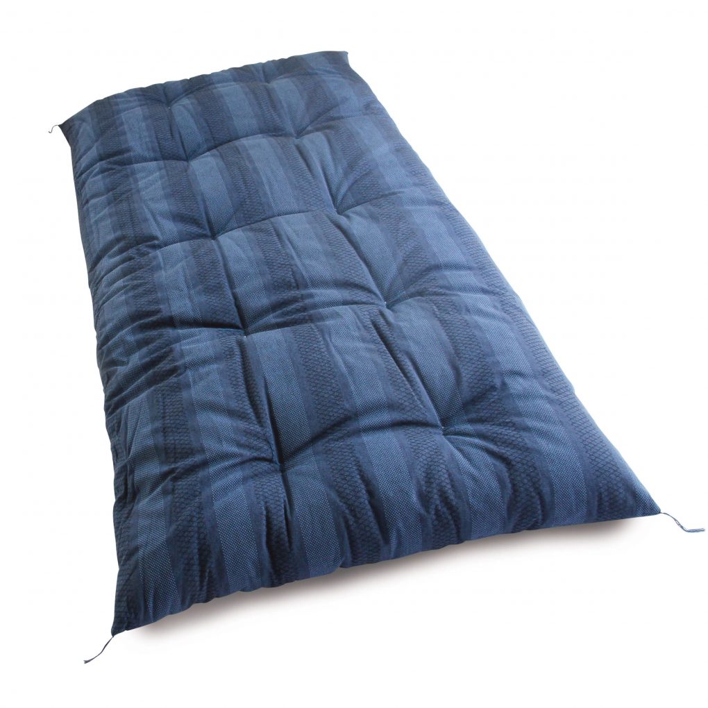 Colchão de Futon Japonês, Artesanal (Tecido: Enshu Weave Enchimento: Algodão Orgânico 100%,) AZUL MESCLADO