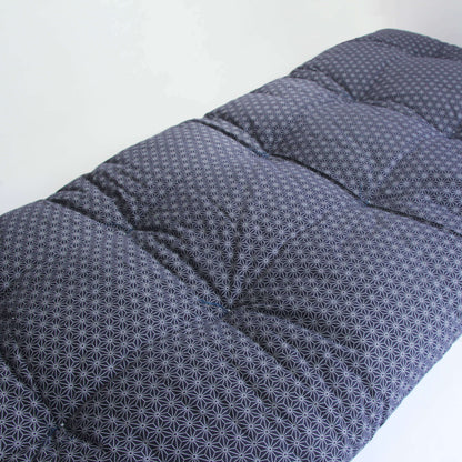 Japanese Futon Mattress, Artisan Handmade (Fabric: Asanoha Flax Leaf Pattern Filling: Natural Cotton 100%)