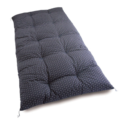 Japanese Futon Mattress, Artisan Handmade (Fabric: Asanoha Flax Leaf Pattern Filling: Natural Cotton 100%)