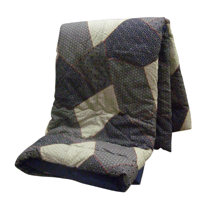Futon Kotatsu Japonês, Cobertor Kotatsu, Artesanal (Tamanho: 80,7"x 80,7" 205 x 205cm , Tecido: Estampa Padrão Sashiko Zanmai Enchimento: Algodão Orgânico)