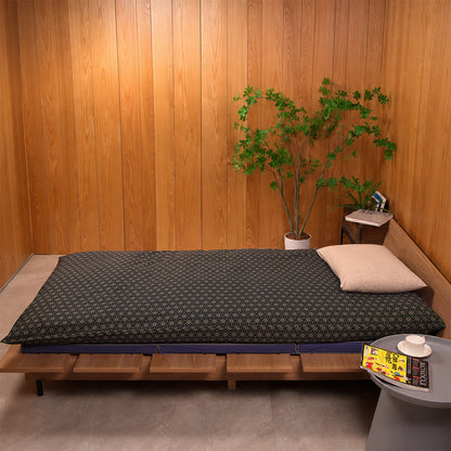 Futon Mattress Cover Flax Leaf-Asanoha Sashiko Pattern