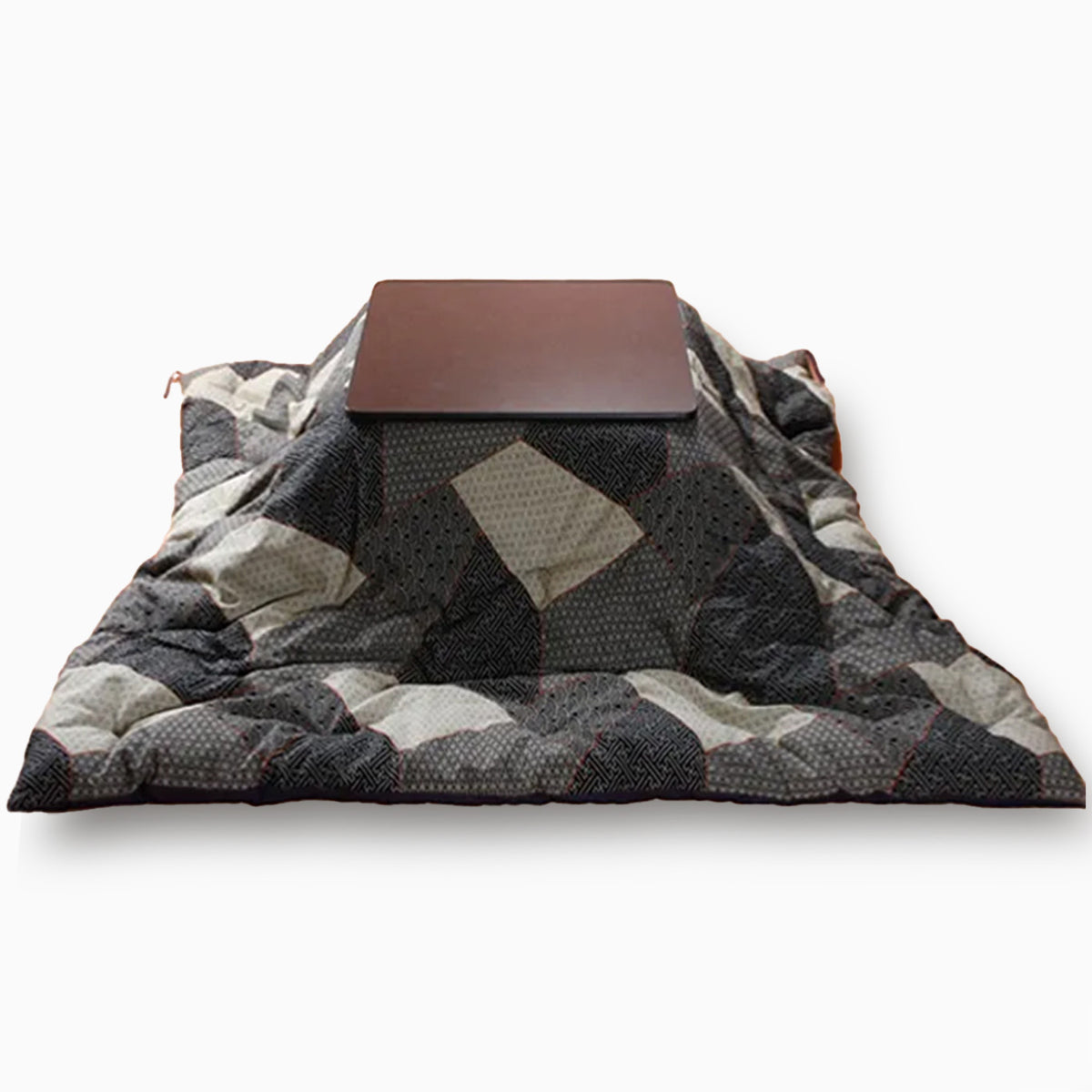 Futon Kotatsu Japonês, Cobertor Kotatsu, Artesanal (Tamanho: 80,7"x 80,7" 205 x 205cm , Tecido: Estampa Padrão Sashiko Zanmai Enchimento: Algodão Orgânico)