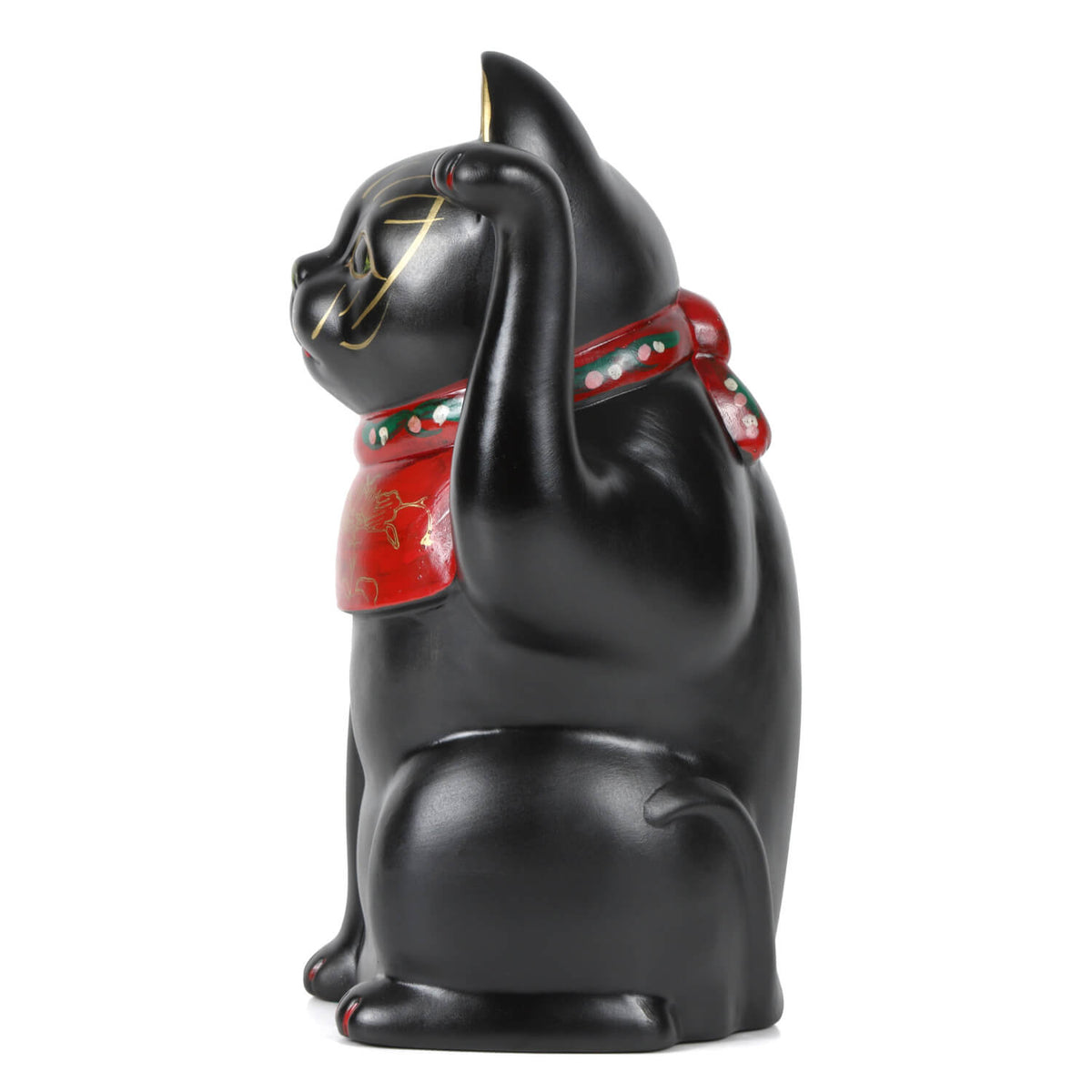 Gato Japonês Maneki Neko Acenando Preto