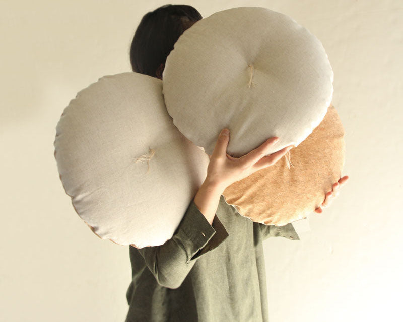 Almofada japonesa Zabuton de Couro de Cortiça Natural Maru (Redonda) Zabuton 40 cm