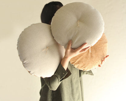 Almofada japonesa Zabuton de Couro de Cortiça Natural Maru (Redonda) Zabuton 40 cm