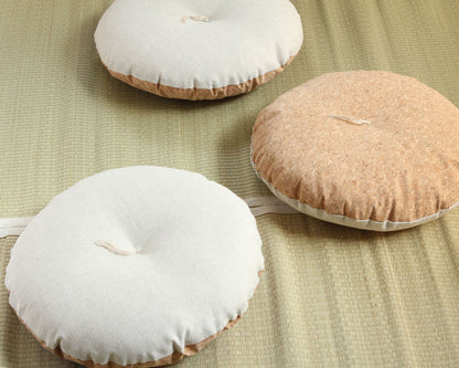 Almofada japonesa Zabuton de Couro de Cortiça Natural Maru (Redonda) Zabuton 40 cm