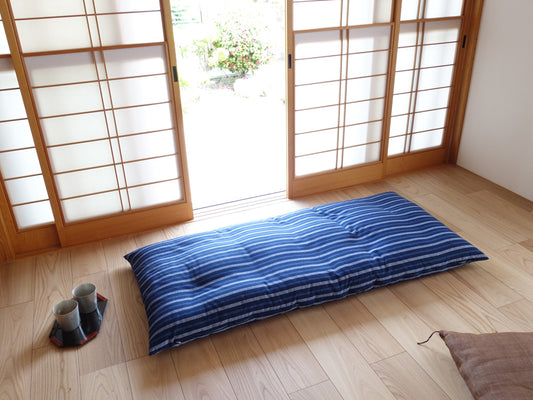 Naga (Long) Zabuton Cover - Enshu Weave Shima Stripes - Triple Length