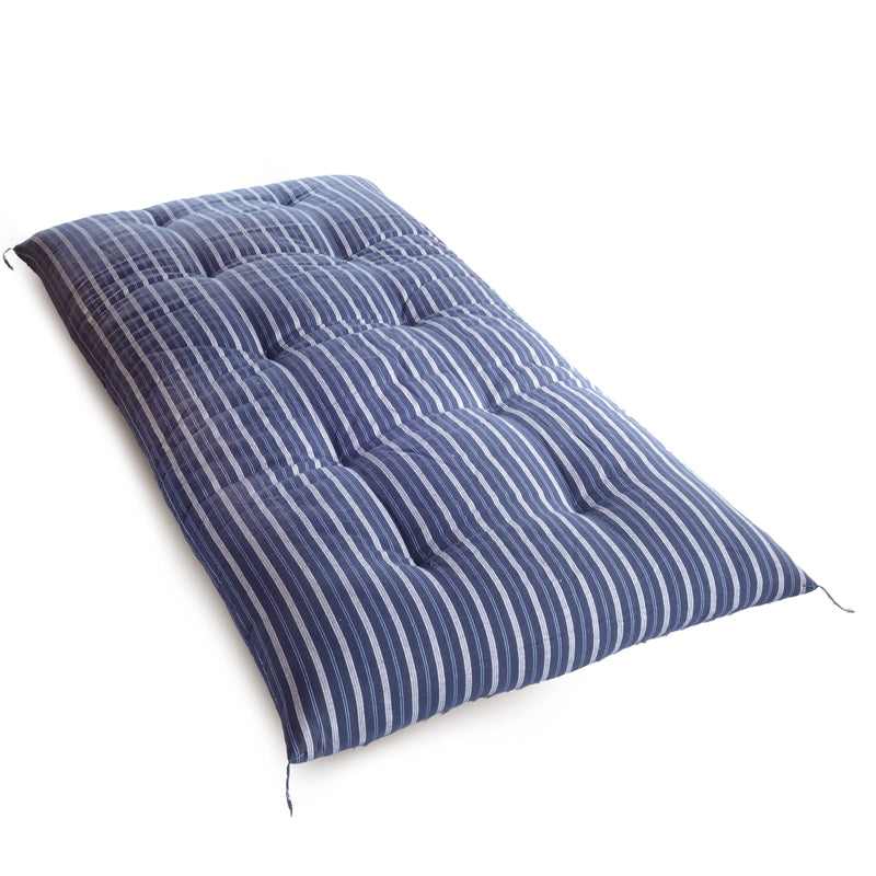 Colchão Japonês Futon Feito por Artesãos (Tecido: Algodão Tecer Enshu Padrão Listras Shima, Enchimento: Algodão Orgânico 100%)