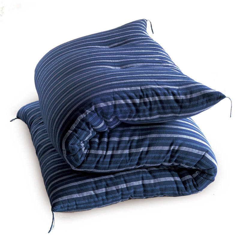 Colchão Japonês Futon Feito por Artesãos (Tecido: Algodão Tecer Enshu Padrão Listras Shima, Enchimento: Algodão Orgânico 100%)