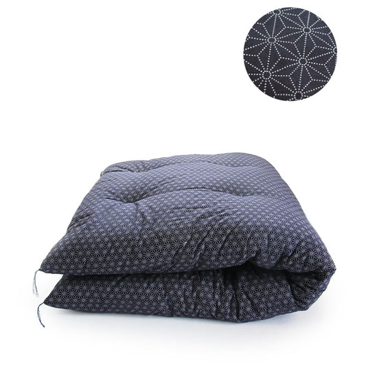 Japanese Futon Mattress, Artisan Handmade (Fabric: Asanoha Flax Leaf Pattern Filling: Natural Cotton 100%)