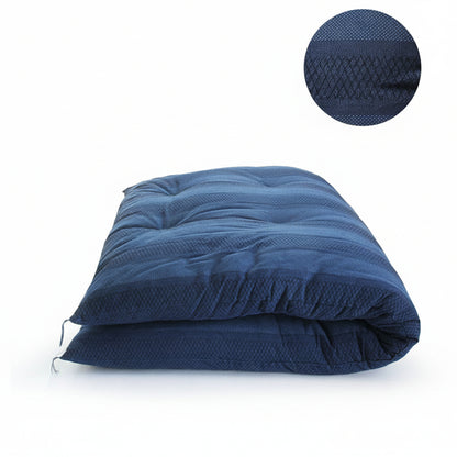 Colchão de Futon Japonês, Artesanal (Tecido: Enshu Weave Enchimento: Algodão Orgânico 100%,) AZUL MESCLADO