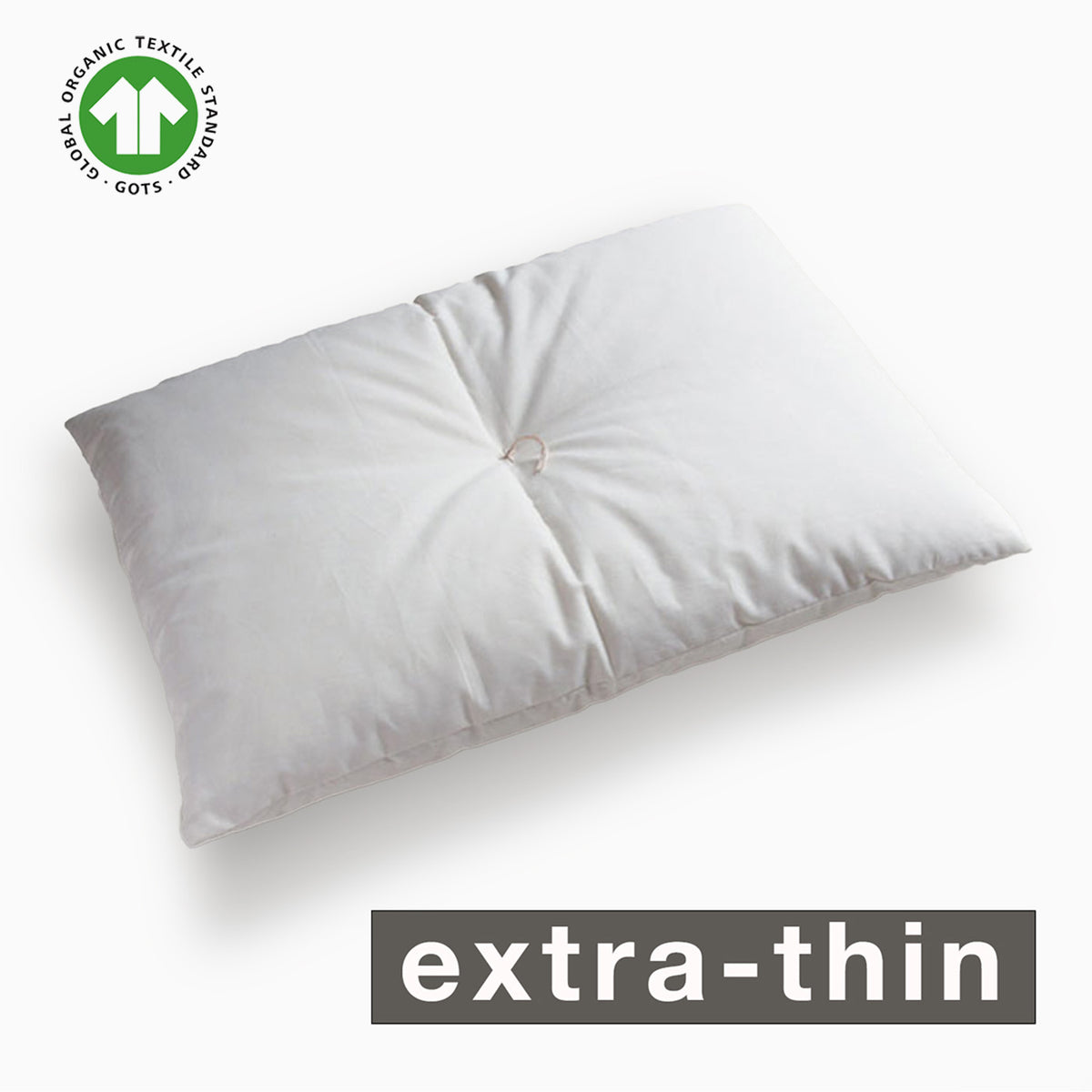 Travesseiro extrafino orgânico certificado GOTS, feito artesanalmente (tecido: algodão orgânico, enchimento: 100% algodão orgânico) Capa de travesseiro NC