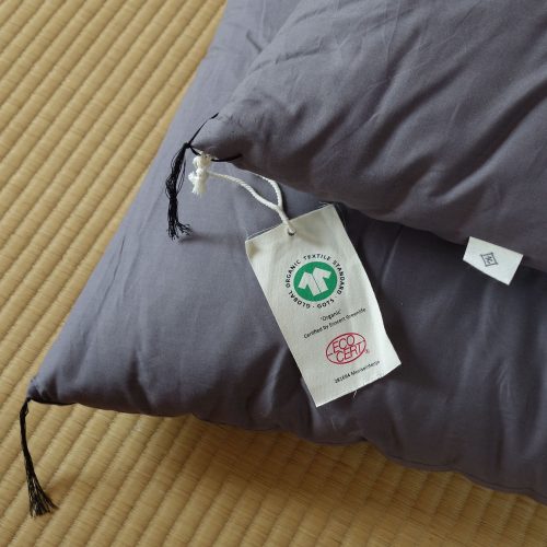 GOTS Certified Japanese Futon Mattress, Artisan Handmade (Fabric: Organic Cotton, Filling: Organic Cotton 100%) Amagumo Gray