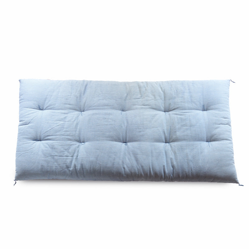 Colchão de Futon Japonês, Artesanal (Tecido: Algodão tingido com ervas, Enchimento: Algodão Orgânico 100%,) Listra Índigo
