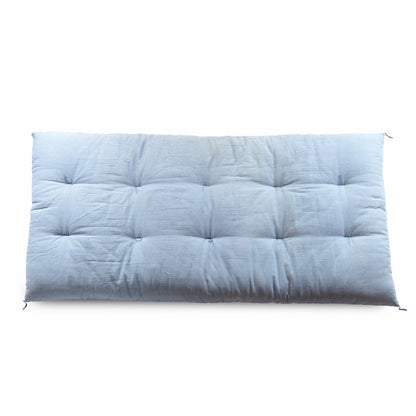 Colchão de Futon Japonês, Artesanal (Tecido: Algodão tingido com ervas, Enchimento: Algodão Orgânico 100%,) Listra Índigo