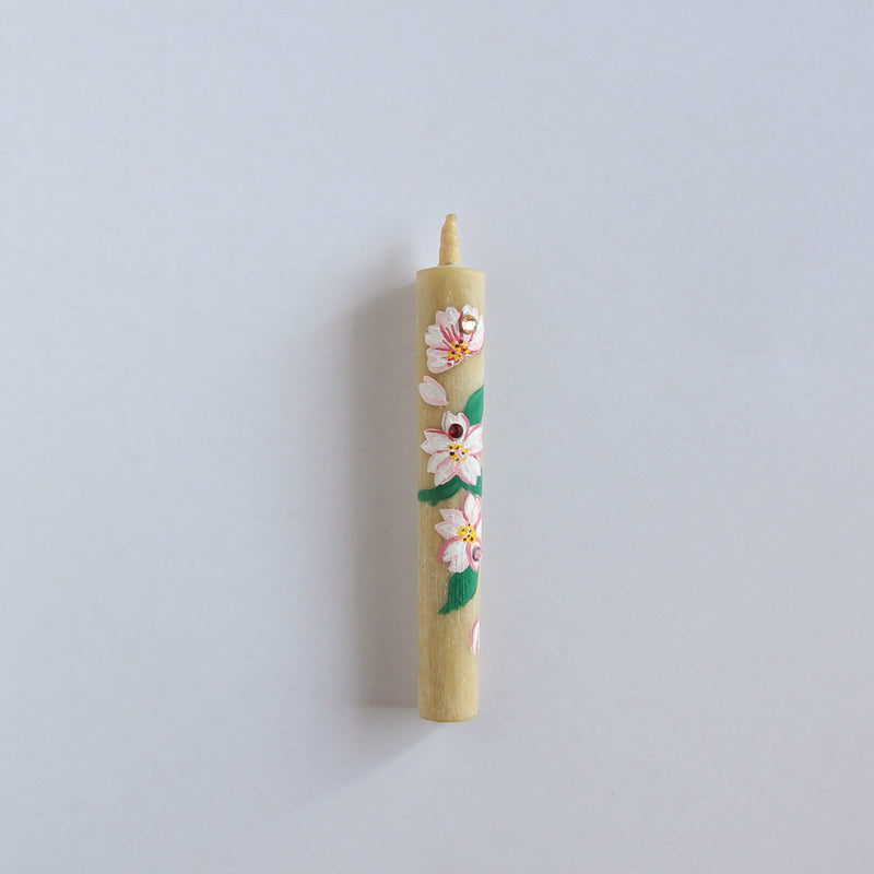 Vela Warosoku de Cristal Pintada à Mão <Sakura Tamanho 3>