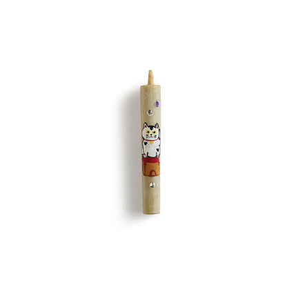 Vela Warosoku de Cristal Pintada à Mão <Maneki Neko Tamanho 3>