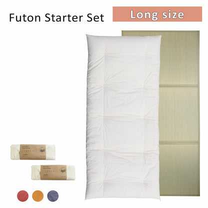 Conjunto Inicial de Futon - 4 itens no tamanho Solteiro - Um Colchão Orgânico, Um Tatame Dobrável, Duas Capas Orgânicas para Futon