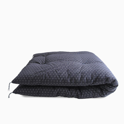 Colchão Topper Japonês Futon, Artesanalmente 30% Mais Fino (Tecido: Padrão Folha de Linho Asanoha, Algodão Natural 100%)