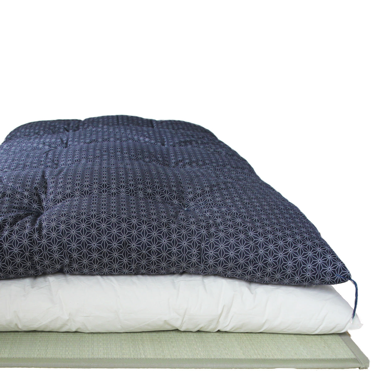 Colchão Topper Japonês Futon, Artesanalmente 30% Mais Fino (Tecido: Padrão Folha de Linho Asanoha, Algodão Natural 100%)