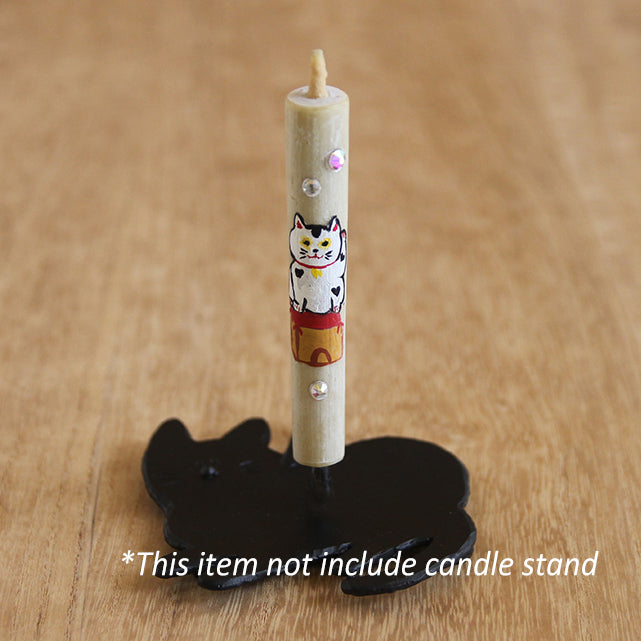 Vela Warosoku de Cristal Pintada à Mão <Maneki Neko Tamanho 3>