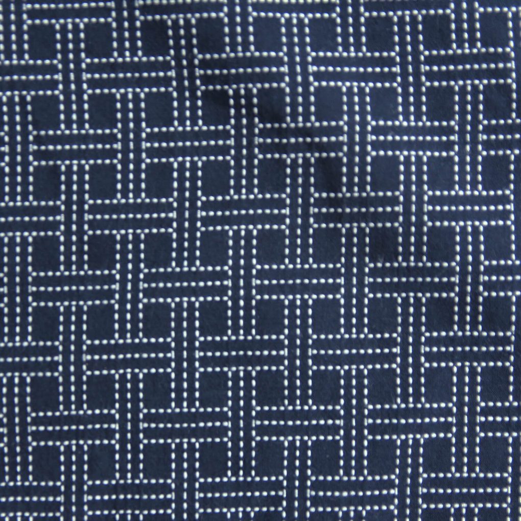 Japanese Futon Mattress, Artisan Handmade (Fabric: Enshu Weaving with Sashiko Embroidery Filling: Organic Cotton 100%) NAVY