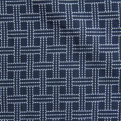 Japanese Futon Mattress, Artisan Handmade (Fabric: Enshu Weaving with Sashiko Embroidery Filling: Organic Cotton 100%) NAVY