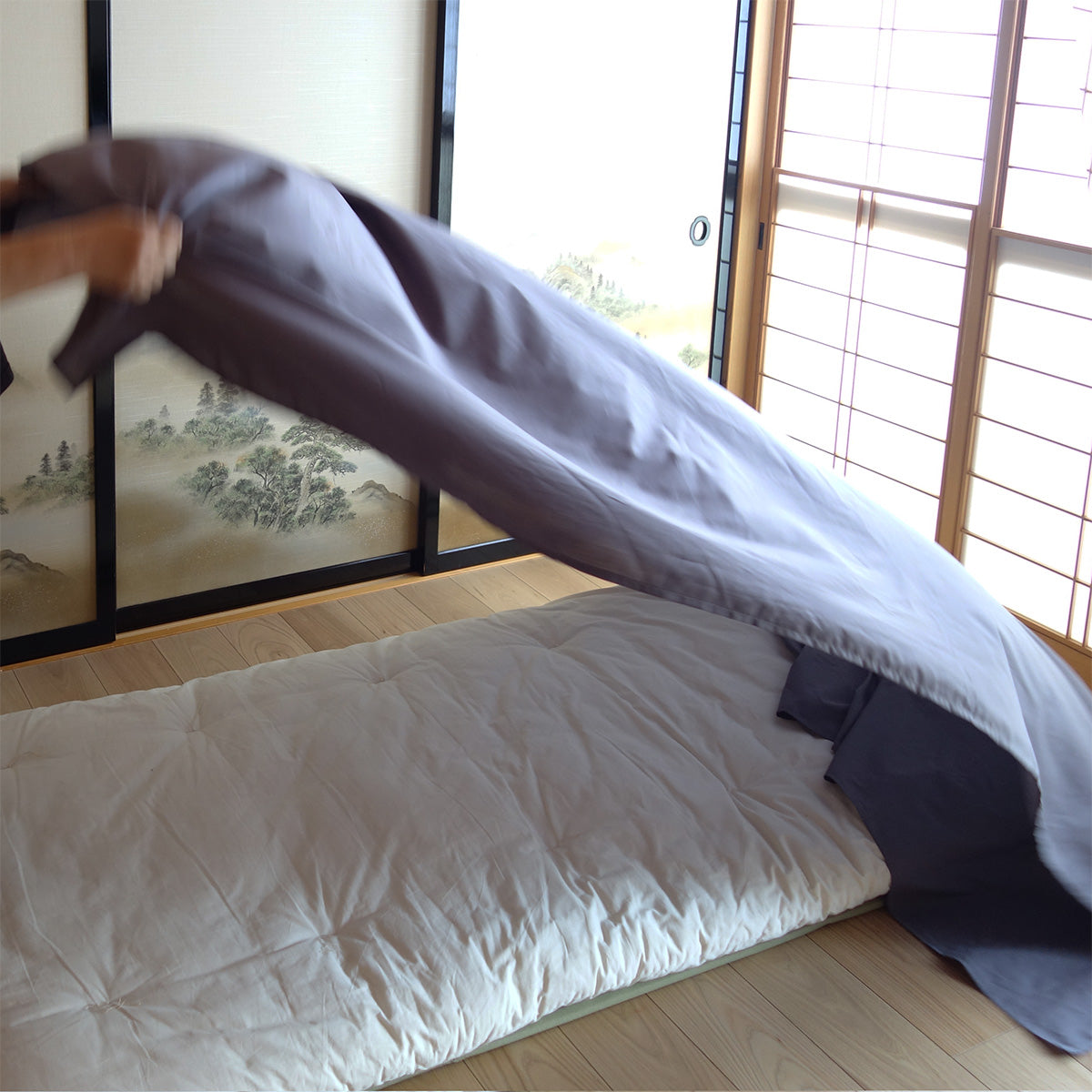 Lençol de Algodão Orgânico para Shiki Futon Japonês (Colchão de Futon), Lençol para Shikifuton Japonês para Futons de Todos os Tamanhos, de Solteiro Pequeno a Queen e Futons Personalizados
