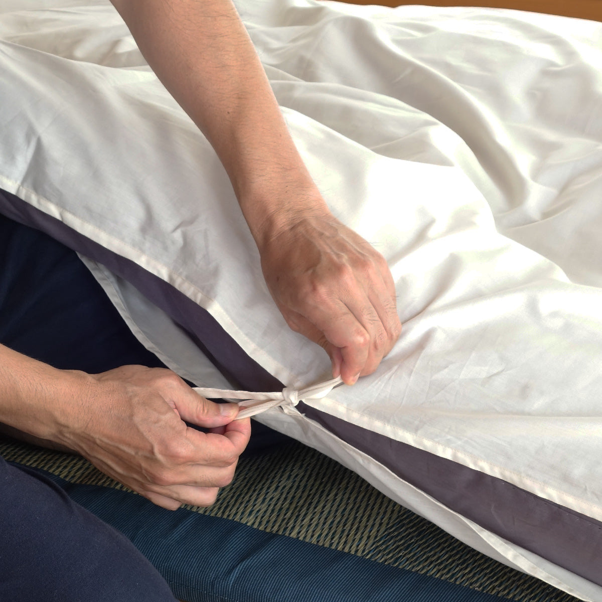 Capa de Futon Japonês Shiki (Colchão Futon) Certificado GOTS, Algodão Orgânico, Fecho de Amarrar
