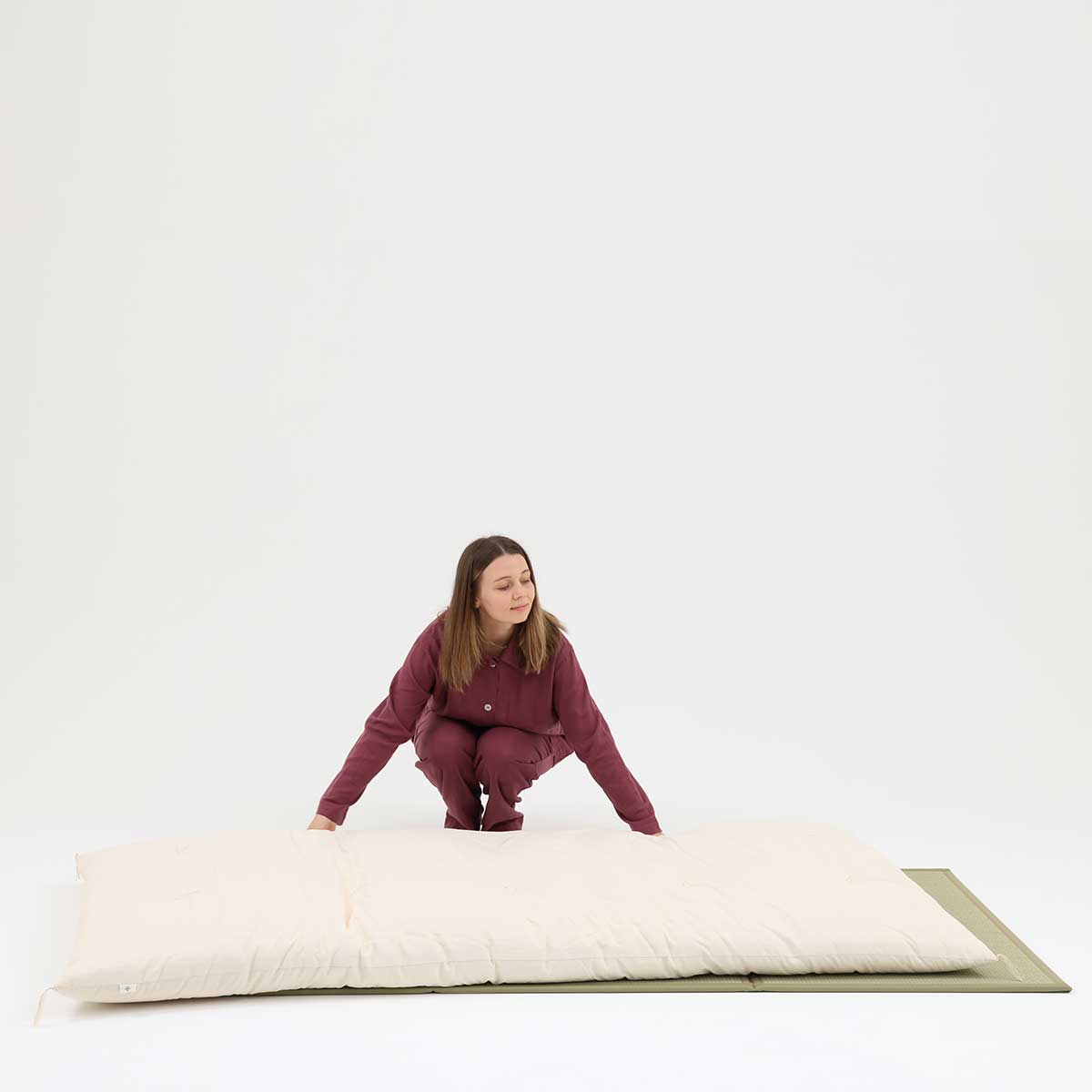 Colchão de Futon Japonês com Certificação GOTS, Artesanal (Tecido: Algodão Orgânico, Enchimento: 100% Algodão Orgânico)