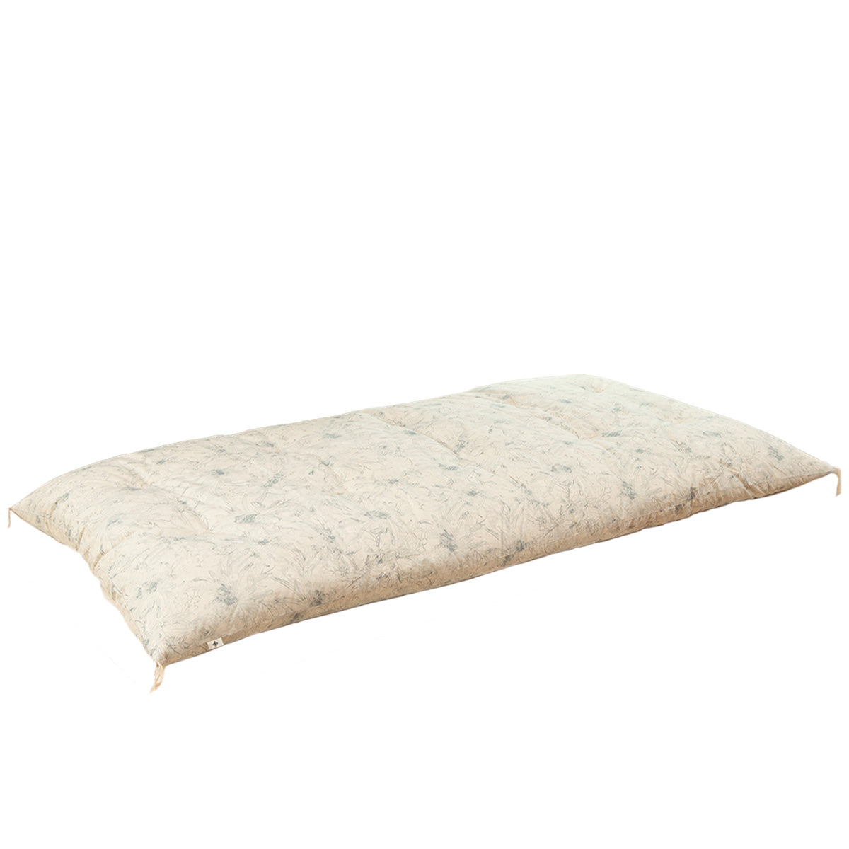 Japanese Futon Mattress, Artisan Handmade (Fabric: Japandi Kikumon Chrysanthemum Gray)