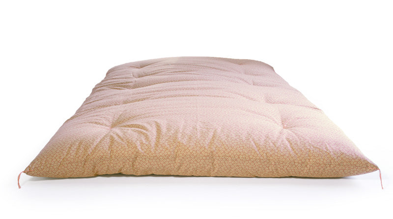 Japanese Futon Mattress Made by Craftsmen (Fabric: Sakura Pattern Pink, Filling: Natural Cotton 100%)