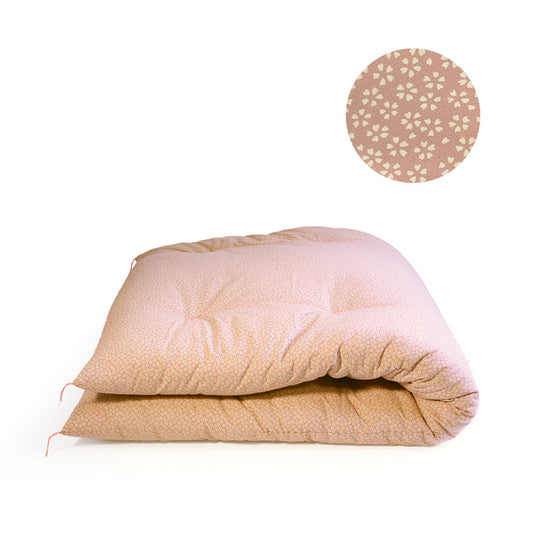 Colchão de Futon Japonês Feito por Artesãos (Tecido: Estampa de Sakura Rosa, Enchimento: 100% Algodão Natural)