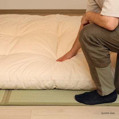 Conjunto Inicial de Futon - 4 itens no tamanho Solteiro - Um Colchão Orgânico, Um Tatame Dobrável, Duas Capas Orgânicas para Futon