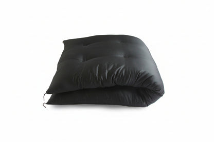 Japanese Futon Mattress, Artisan Handmade (Fabric: Supima Cotton Black, Filling: Organic Cotton 100%)