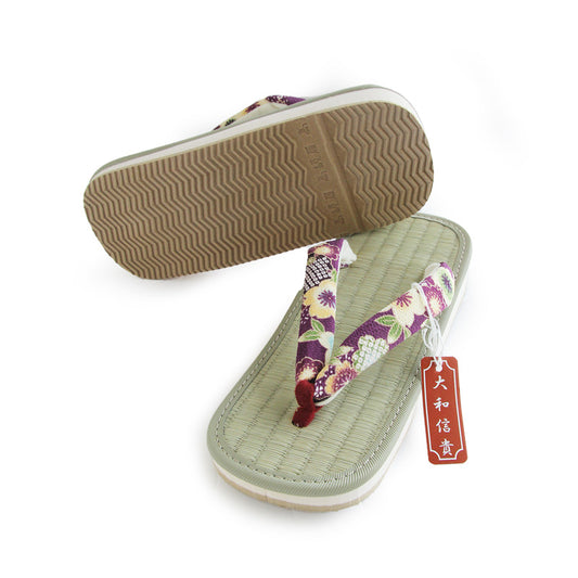 Zori (sandálias japonesas) Capim, Sandálias Tatami, Sandálias de dedo japonesas, Sakura roxo